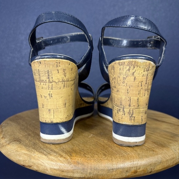 Montego Bay Navy Blue "Rory" Cork Wedges, Size 10 - Picture 3 of 7